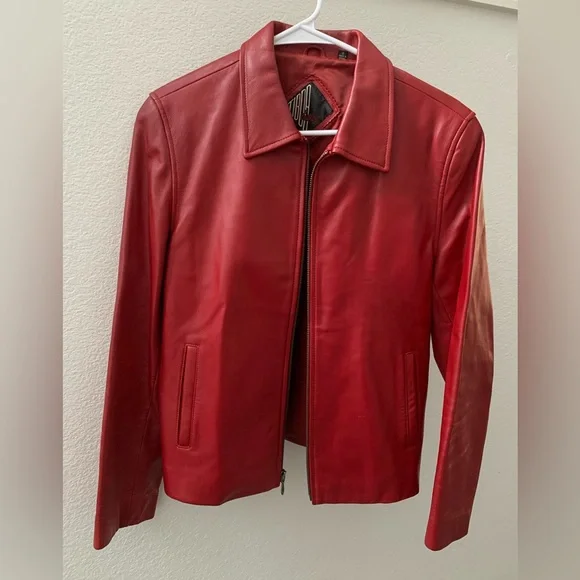 Tiboa Leathers dark red jacket, women’s size S - Picture 4 of 9